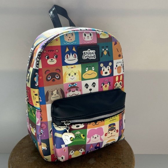 NINTENDO Animal Crossing Multicoloured Cartoon Print Zip Pockets Backpack Bag - Picture 10 of 16